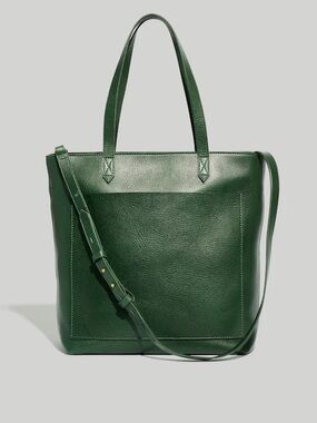 Madewell 100% Leather Zip Top Transport Tote in Forest
